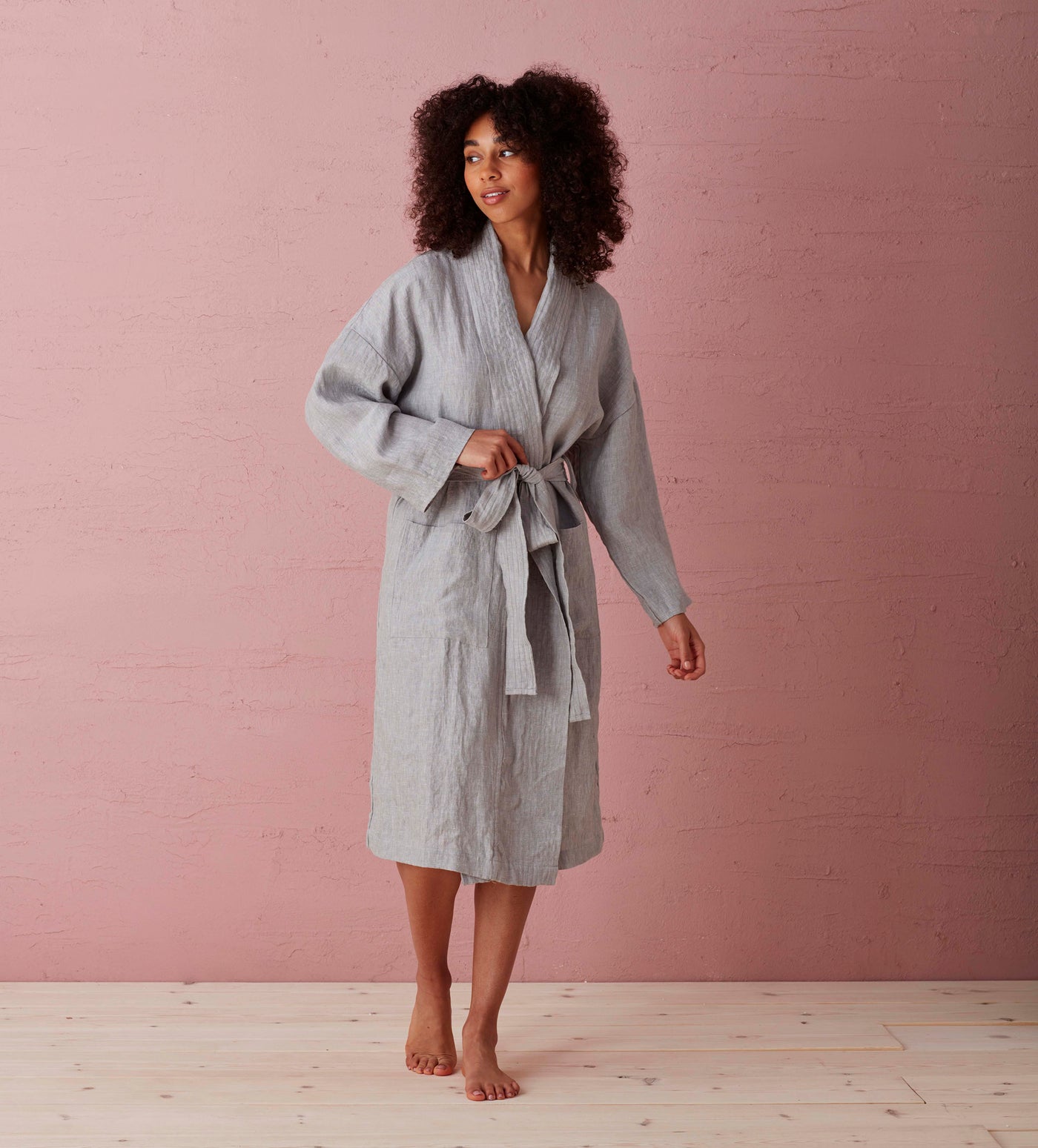 Clover Cosy Dressing Gown in LIGHT GREY | White Stuff